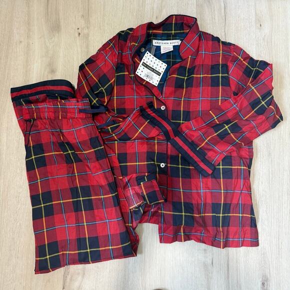 NWT Gretchen Scott Designs Plaidly Cooper Pj Set Red Multi Plaid Size XXL - Picture 2 of 6